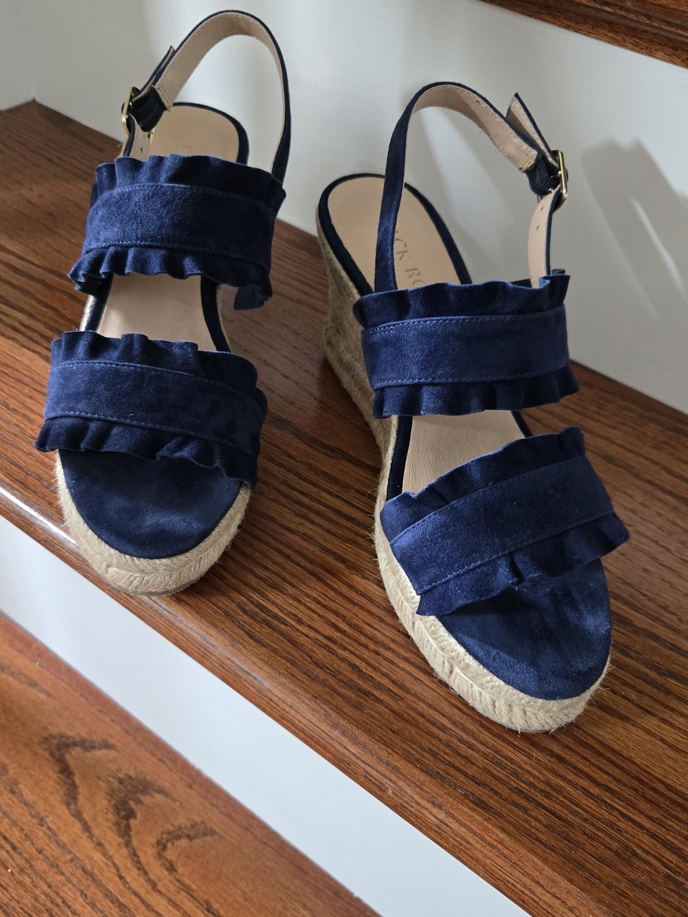 ❤️ Jack Rogers Navy Espadrille Wedge Sandals. Size 8